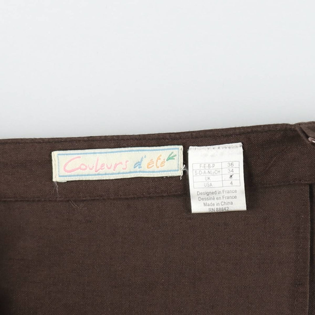Couleurs d'ete Midi-length cutwork embroidered camisole dress, women's size S (approx.) linen brown type Vintage Second Hand