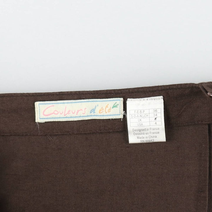 Couleurs d'ete Midi-length cutwork embroidered camisole dress, women's size S (approx.) linen brown type Vintage Second Hand