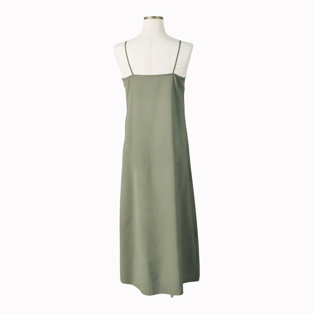 2000'S Calvin Klein Long Camisole Dress, Women's Size XS Viscose Khaki type sage green Vintage Second Hand