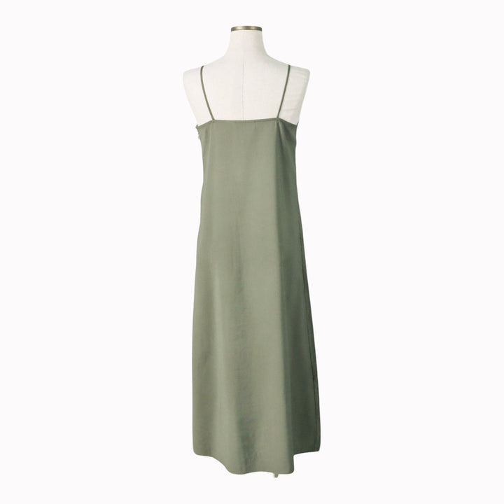 2000'S Calvin Klein Long Camisole Dress, Women's Size XS Viscose Khaki type sage green Vintage Second Hand