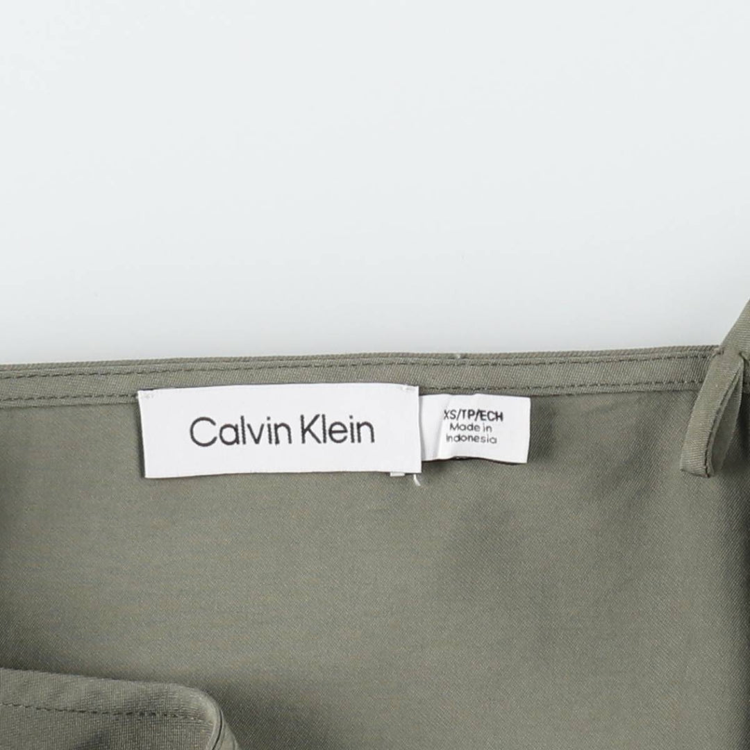 2000'S Calvin Klein Long Camisole Dress, Women's Size XS Viscose Khaki type sage green Vintage Second Hand