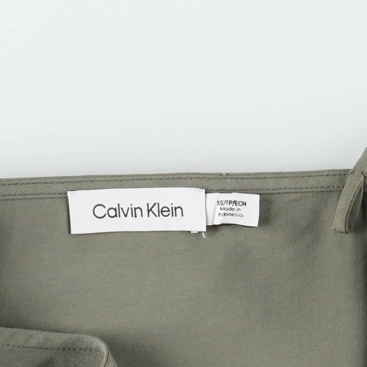2000'S Calvin Klein Long Camisole Dress, Women's Size XS Viscose Khaki type sage green Vintage Second Hand