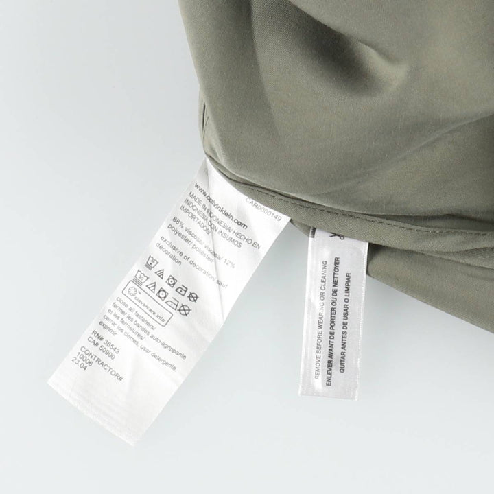 2000'S Calvin Klein Long Camisole Dress, Women's Size XS Viscose Khaki type sage green Vintage Second Hand