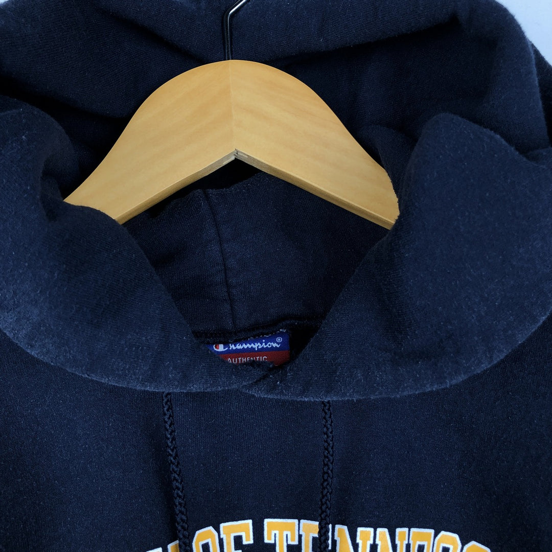 Champion Authentic Athletic Apparel College Pullover Hoodie, Men's XL cotton navy blue type Vintage Second Hand