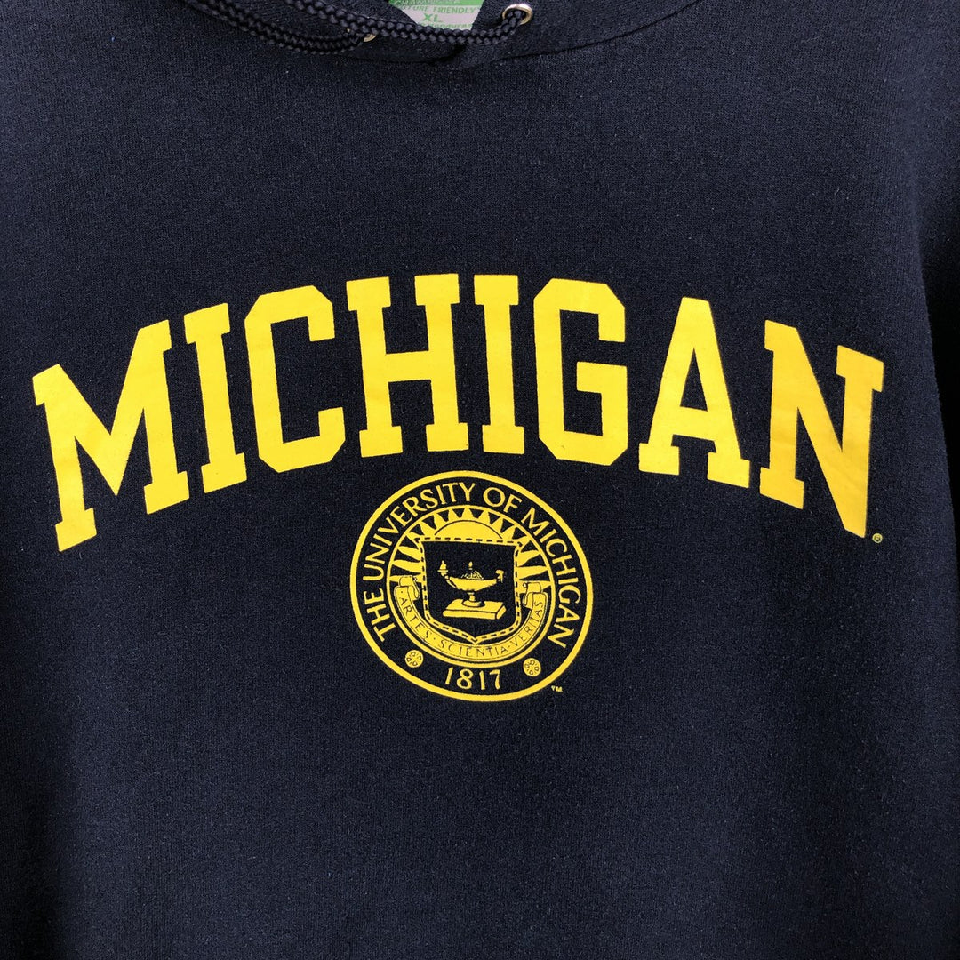 2000'S Champion ECO FLEECE MICHIGAN University of Michigan College Sweatshirt Pullover Hoodie (Men's XL equivalent) cotton navy blue type Vintage Second Hand