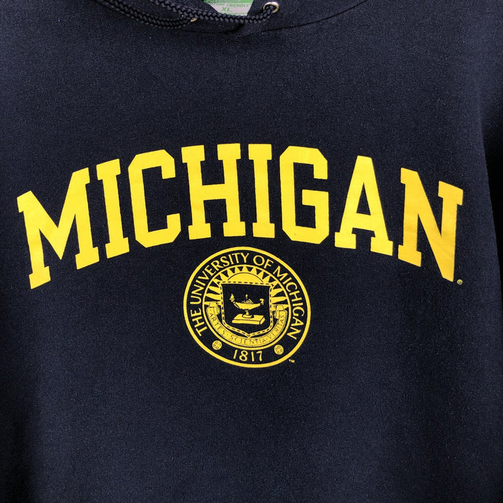 2000'S Champion ECO FLEECE MICHIGAN University of Michigan College Sweatshirt Pullover Hoodie (Men's XL equivalent) cotton navy blue type Vintage Second Hand