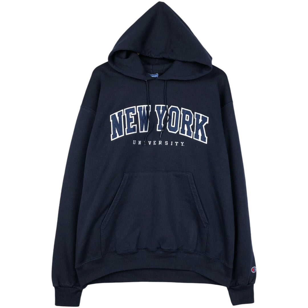 Champion Authentic Athletic Apparel College Pullover Hoodie, Men's Size L cotton navy blue type Vintage Second Hand