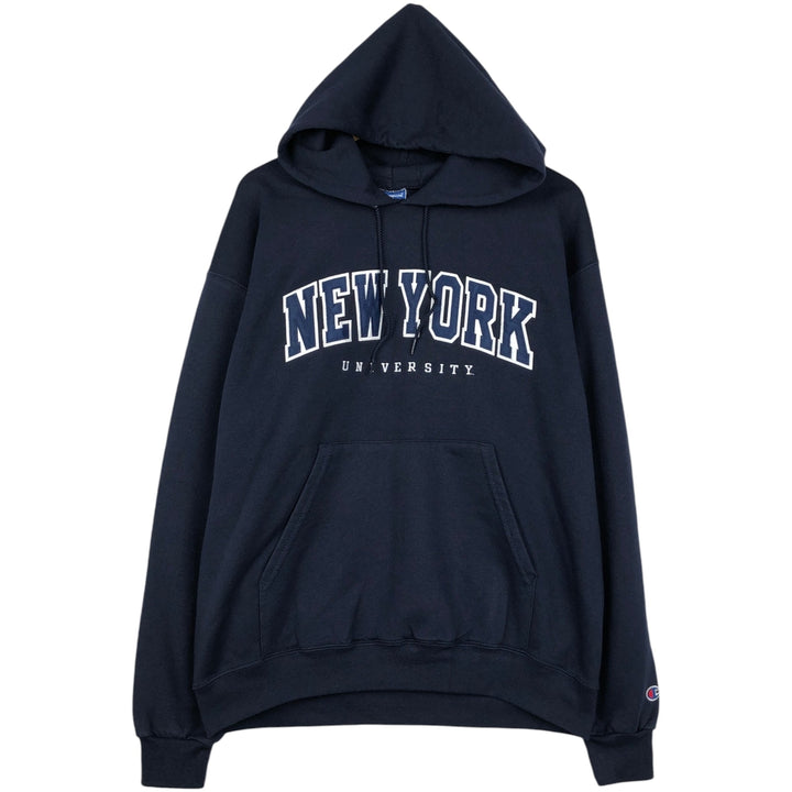 Champion Authentic Athletic Apparel College Pullover Hoodie, Men's Size L cotton navy blue type Vintage Second Hand