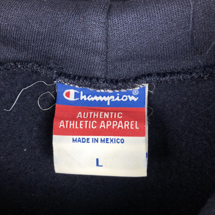 Champion Authentic Athletic Apparel College Pullover Hoodie, Men's Size L cotton navy blue type Vintage Second Hand
