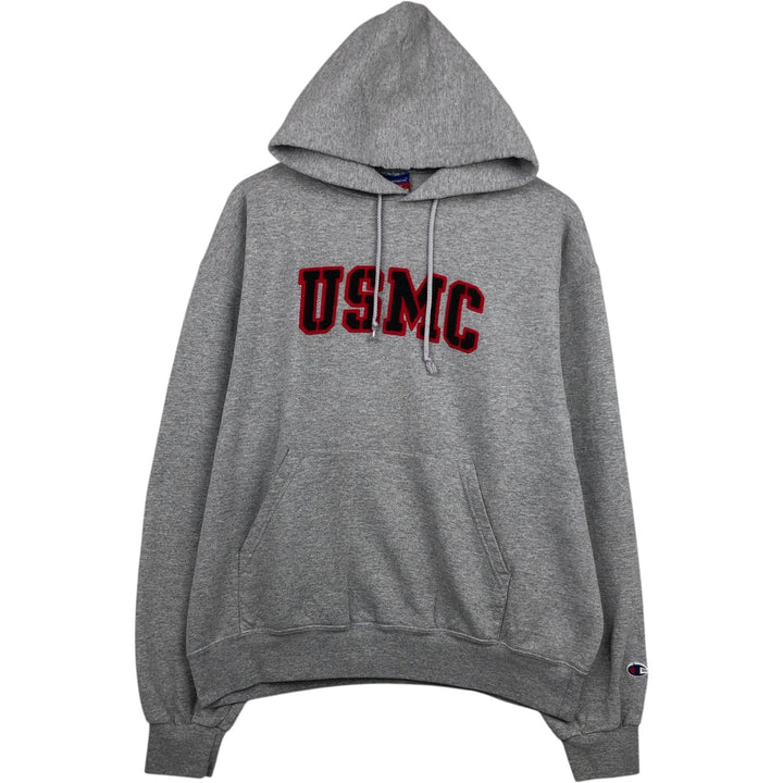 2000'S Champion Authentic Athletic Capparel USMC (United States Marine Corps) Sweatshirt Pullover Hoodie, Men's Size L (approx.) cotton gray type Vintage Second Hand