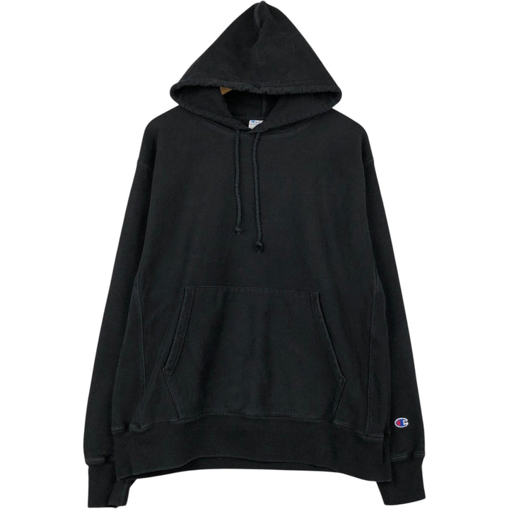 Champion REVERSE WEAVE Reverse Weave No Eyes Plain Blank Sweatshirt Hoodie Men's L Size cotton black type Vintage Second Hand