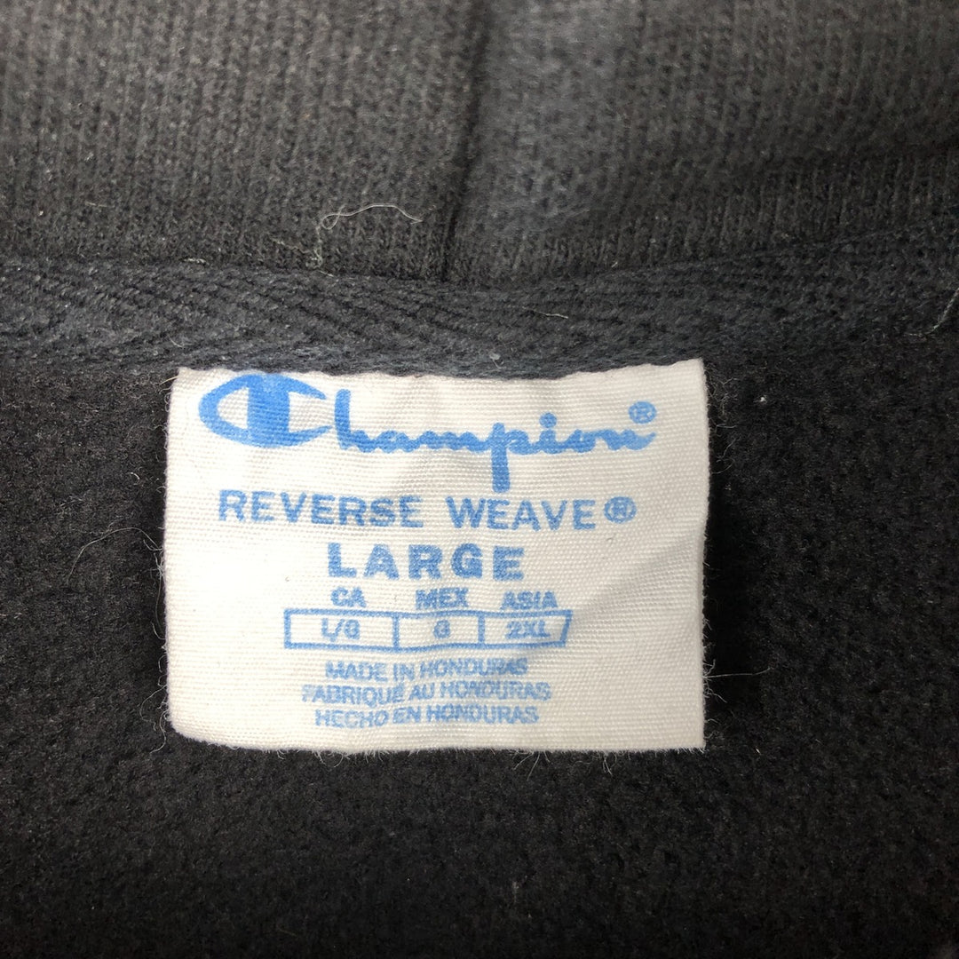 Champion REVERSE WEAVE Reverse Weave No Eyes Plain Blank Sweatshirt Hoodie Men's L Size cotton black type Vintage Second Hand