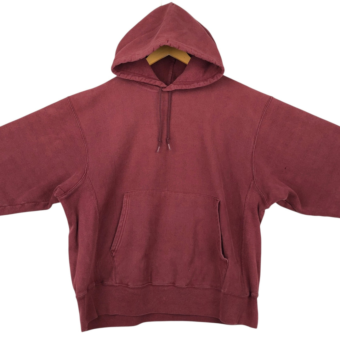 2000'S Champion Premium Reverse Weave Blank Sweatshirt Hoodie (Men's Size L equivalent) cotton burgundy type Vintage Second Hand