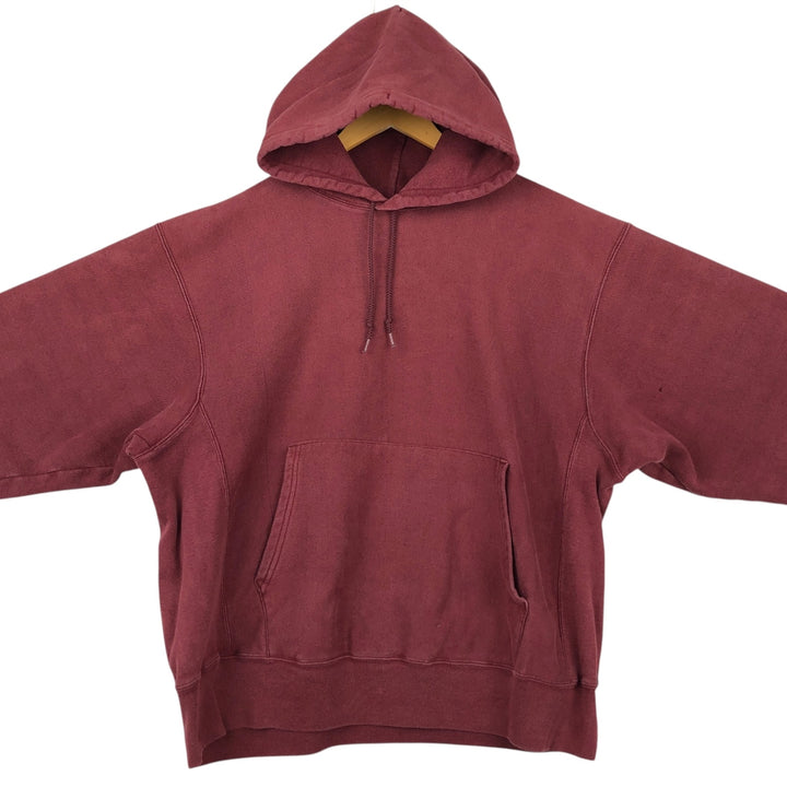 2000'S Champion Premium Reverse Weave Blank Sweatshirt Hoodie (Men's Size L equivalent) cotton burgundy type Vintage Second Hand