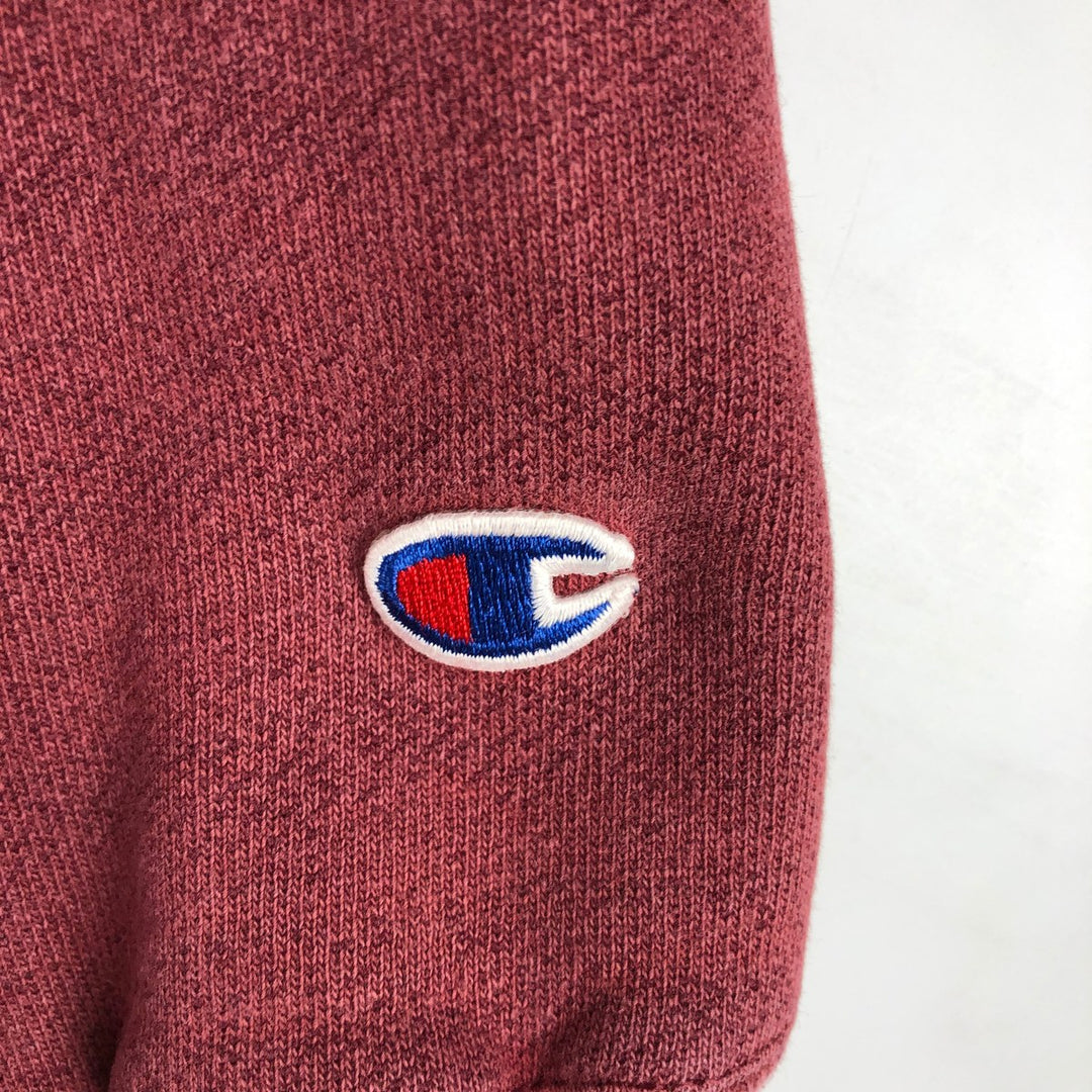 2000'S Champion Premium Reverse Weave Blank Sweatshirt Hoodie (Men's Size L equivalent) cotton burgundy type Vintage Second Hand