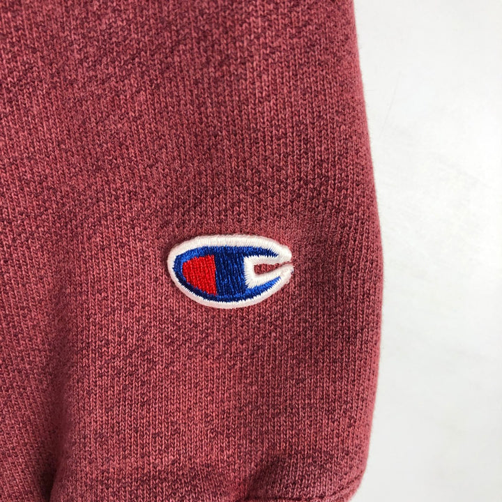 2000'S Champion Premium Reverse Weave Blank Sweatshirt Hoodie (Men's Size L equivalent) cotton burgundy type Vintage Second Hand