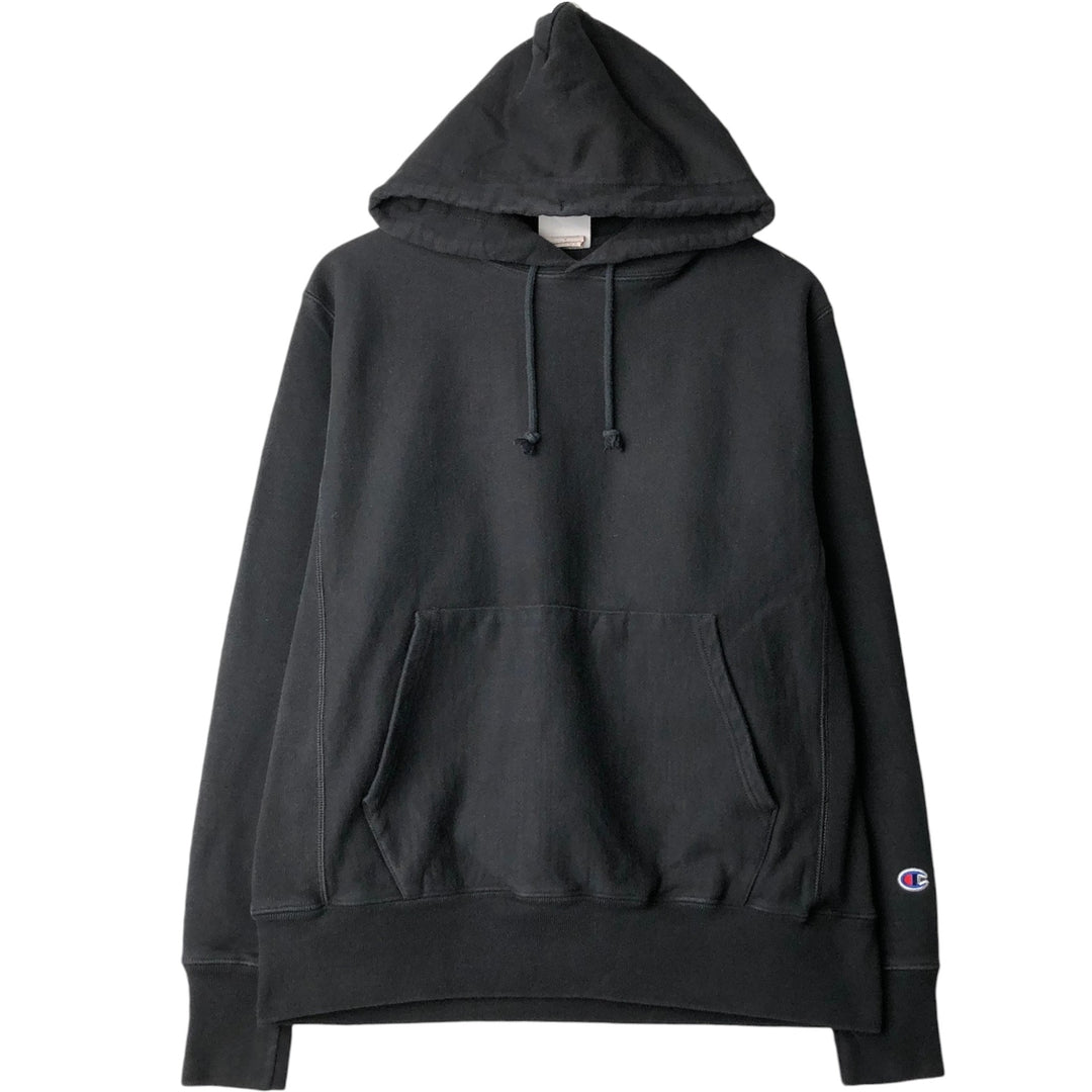 Champion REVERSE WEAVE Reverse Weave Plain Blank Sweatshirt Hoodie Men's M Size cotton black type Vintage Second Hand