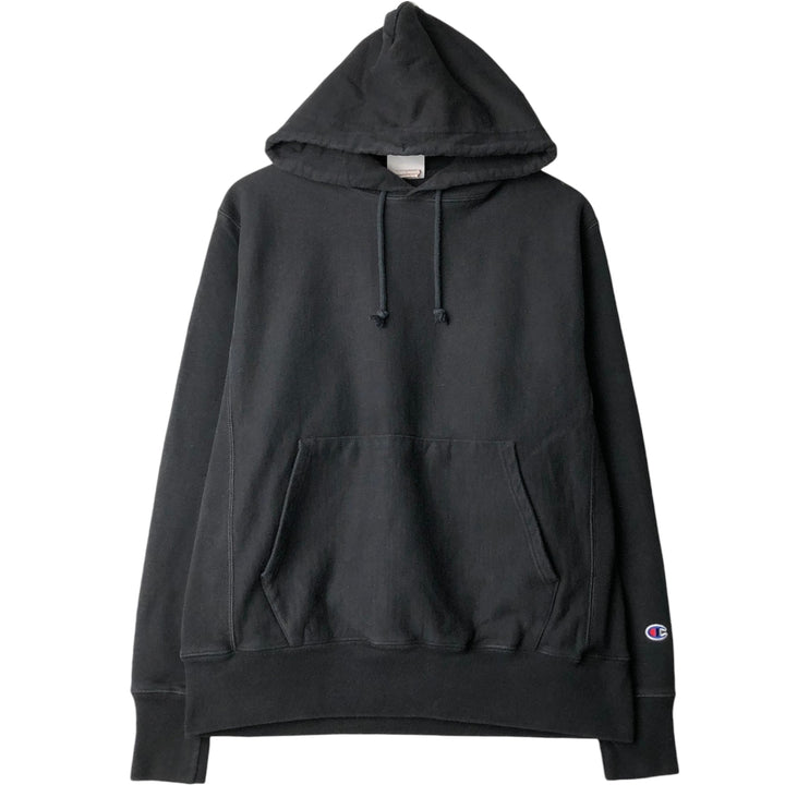 Champion REVERSE WEAVE Reverse Weave Plain Blank Sweatshirt Hoodie Men's M Size cotton black type Vintage Second Hand