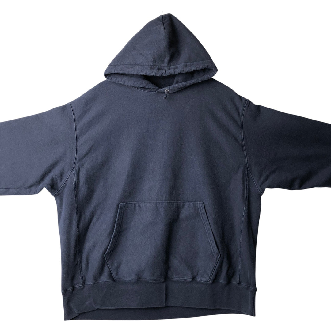 Champion Reverse Weave Plain Blank Sweatshirt Hoodie (Men's XL equivalent) cotton navy blue type Vintage Second Hand