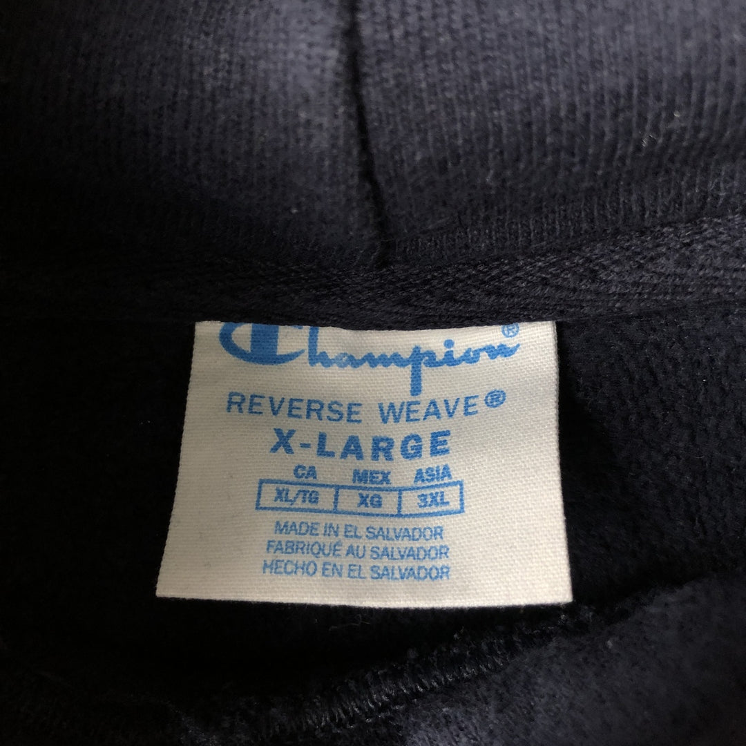 Champion Reverse Weave Plain Blank Sweatshirt Hoodie (Men's XL equivalent) cotton navy blue type Vintage Second Hand
