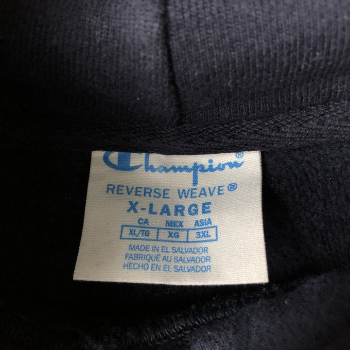 Champion Reverse Weave Plain Blank Sweatshirt Hoodie (Men's XL equivalent) cotton navy blue type Vintage Second Hand