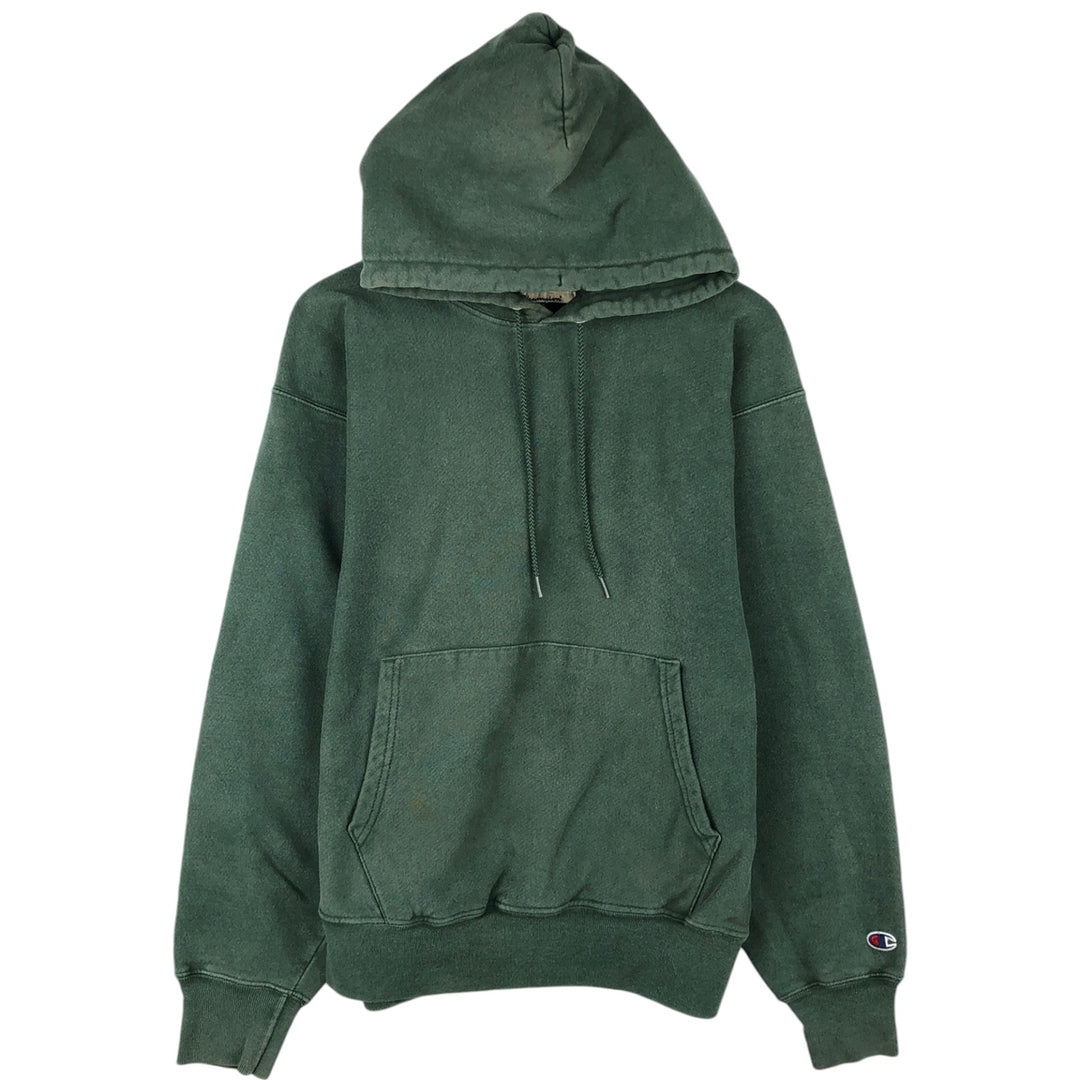 2000'S Champion Premium Reverse Weave Blank Sweatshirt Hoodie, Men's Size L cotton green type Vintage Second Hand