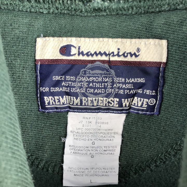 2000'S Champion Premium Reverse Weave Blank Sweatshirt Hoodie, Men's Size L cotton green type Vintage Second Hand