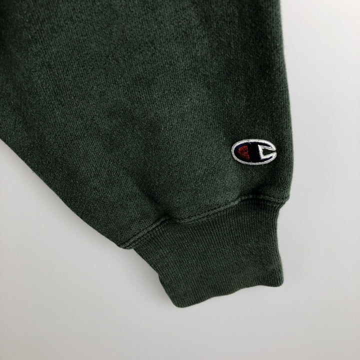 2000'S Champion Premium Reverse Weave Blank Sweatshirt Hoodie, Men's Size L cotton green type Vintage Second Hand