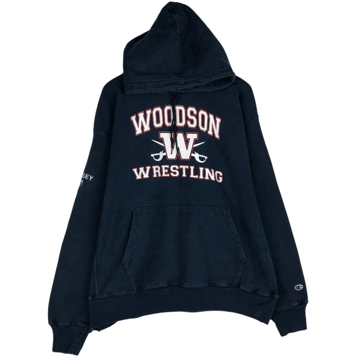 2000'S Champion Premium Reverse Weave Triple Print College Pullover Hoodie, Men's Size XL cotton navy blue type Vintage Second Hand
