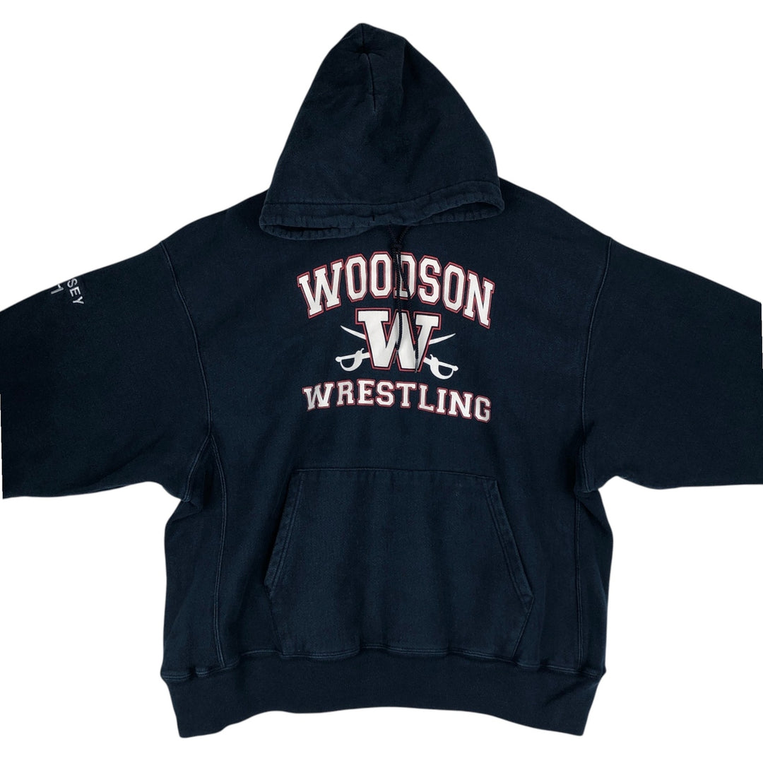 2000'S Champion Premium Reverse Weave Triple Print College Pullover Hoodie, Men's Size XL cotton navy blue type Vintage Second Hand