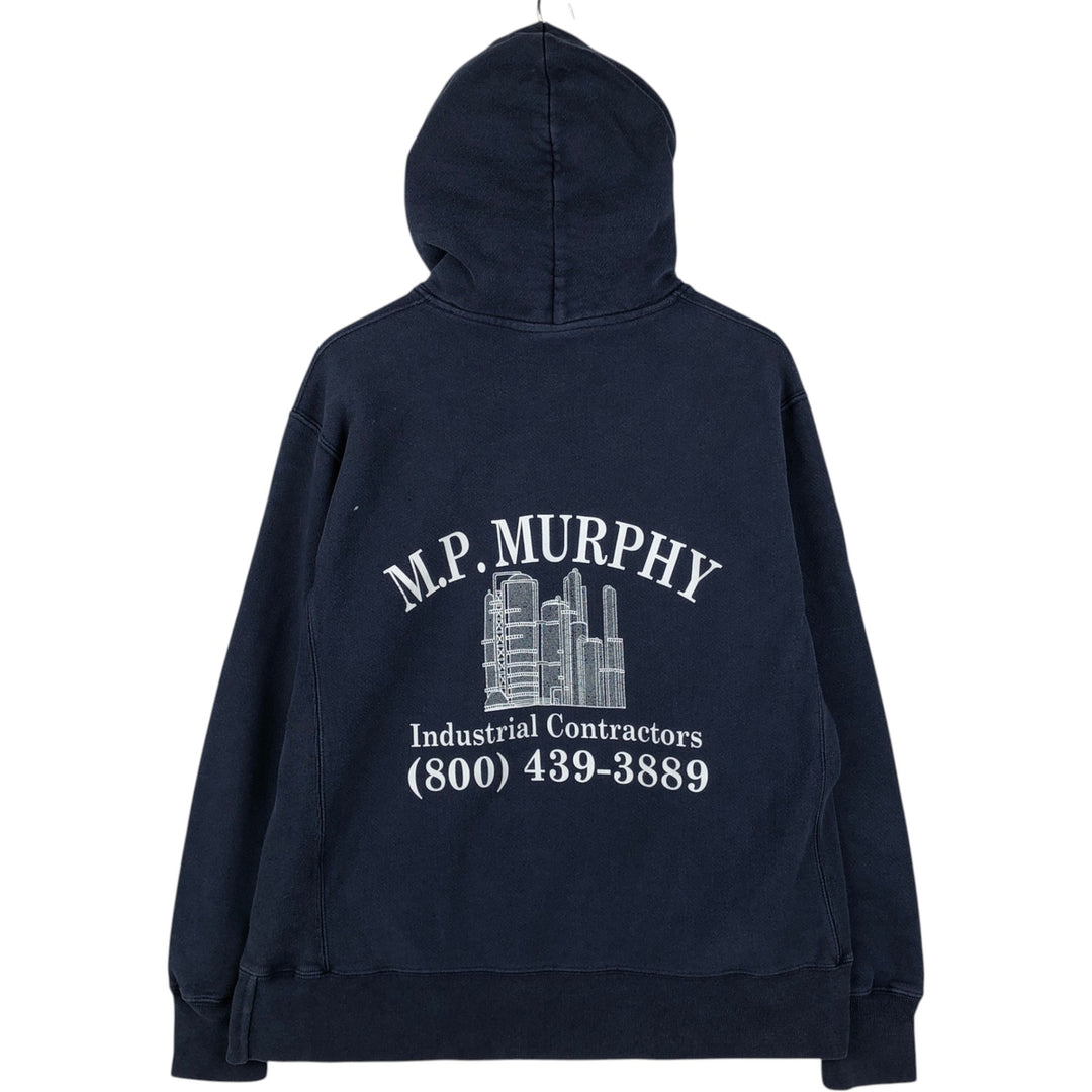 Champion Reverse Weave MP Murphy Advertising Sweat Pullover Hoodie (Men's Size L) cotton navy blue type Vintage Second Hand