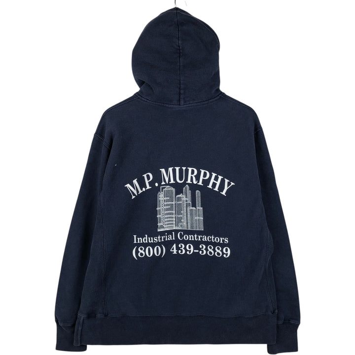 Champion Reverse Weave MP Murphy Advertising Sweat Pullover Hoodie (Men's Size L) cotton navy blue type Vintage Second Hand
