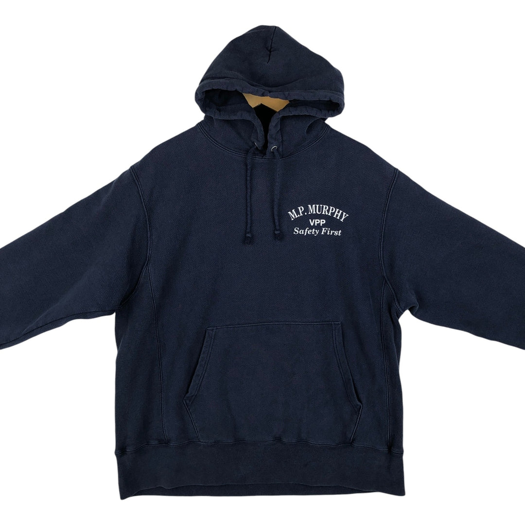Champion Reverse Weave MP Murphy Advertising Sweat Pullover Hoodie (Men's Size L) cotton navy blue type Vintage Second Hand