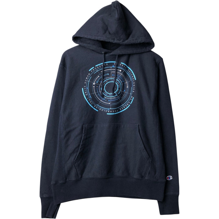 Champion Reverse Weave Dell Technologies Advertising Sweat Pullover Hoodie, Men's Size M (approx.) cotton navy blue type Vintage Second Hand