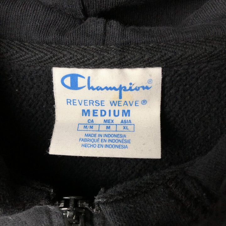 Champion sweatshirt half-zip hoodie, men's size M (approx.) cotton black type Vintage Second Hand