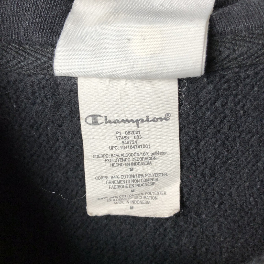 Champion sweatshirt half-zip hoodie, men's size M (approx.) cotton black type Vintage Second Hand