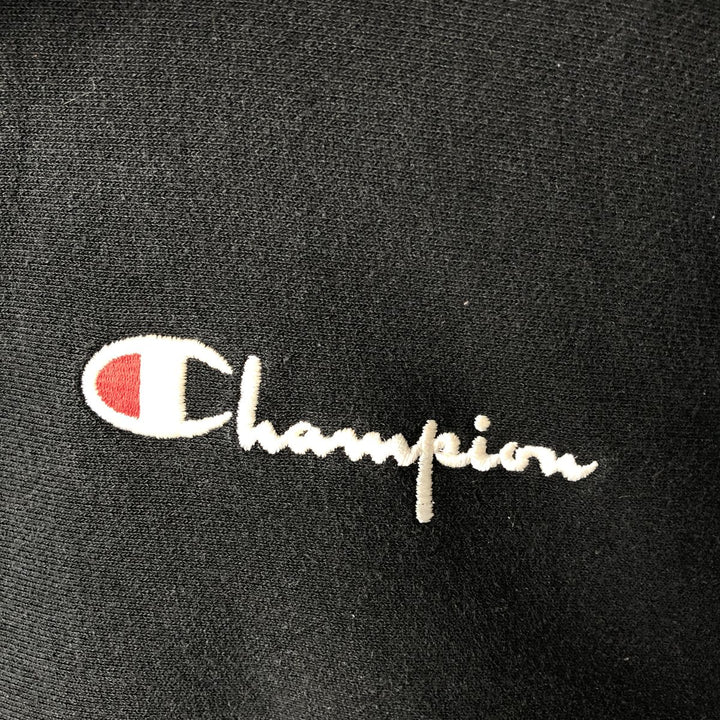 Champion sweatshirt half-zip hoodie, men's size M (approx.) cotton black type Vintage Second Hand