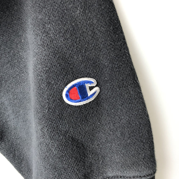 Champion sweatshirt half-zip hoodie, men's size M (approx.) cotton black type Vintage Second Hand