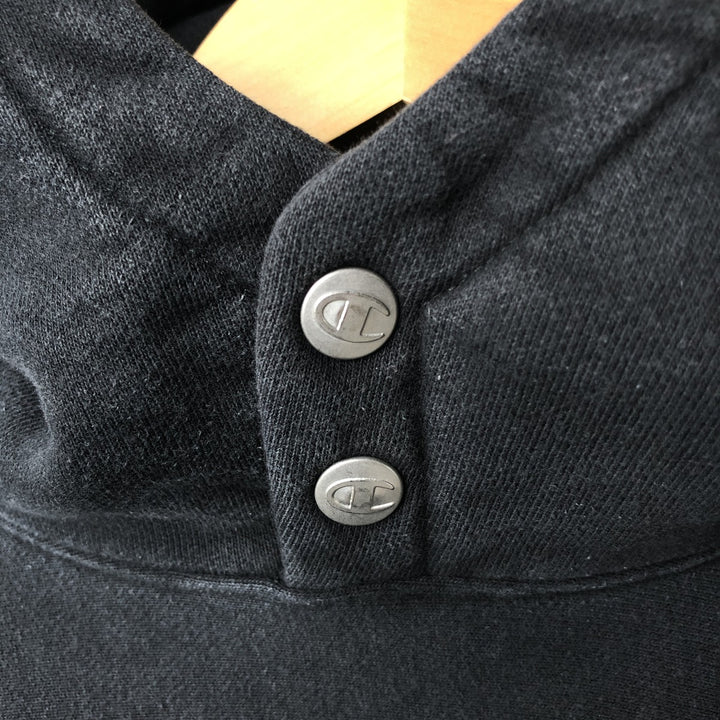 Champion REVERSE WEAVE Sweatshirt Half-Button Hoodie, Men's Size L (approx.) cotton black type Vintage Second Hand