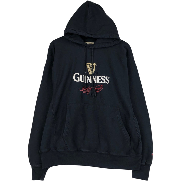 2000'S Champion Premium Reverse Weave Advertising Sweatshirt Pullover Hoodie (Men's Size L) cotton black type Vintage Second Hand