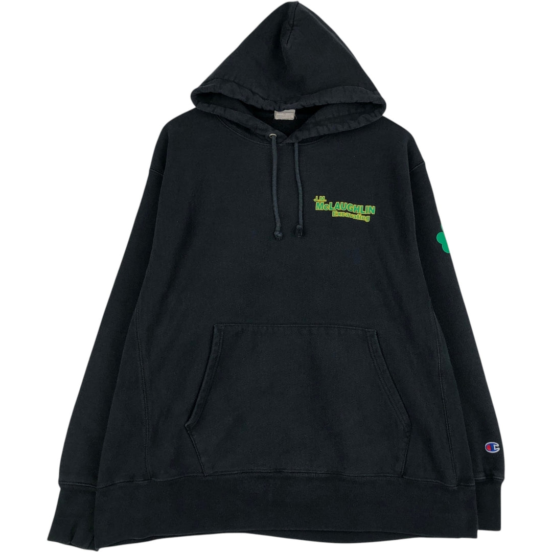 Champion REVERSE WEAVE Advertising Sweat Pullover Hoodie, Men's XL (approx.) cotton black type Vintage Second Hand