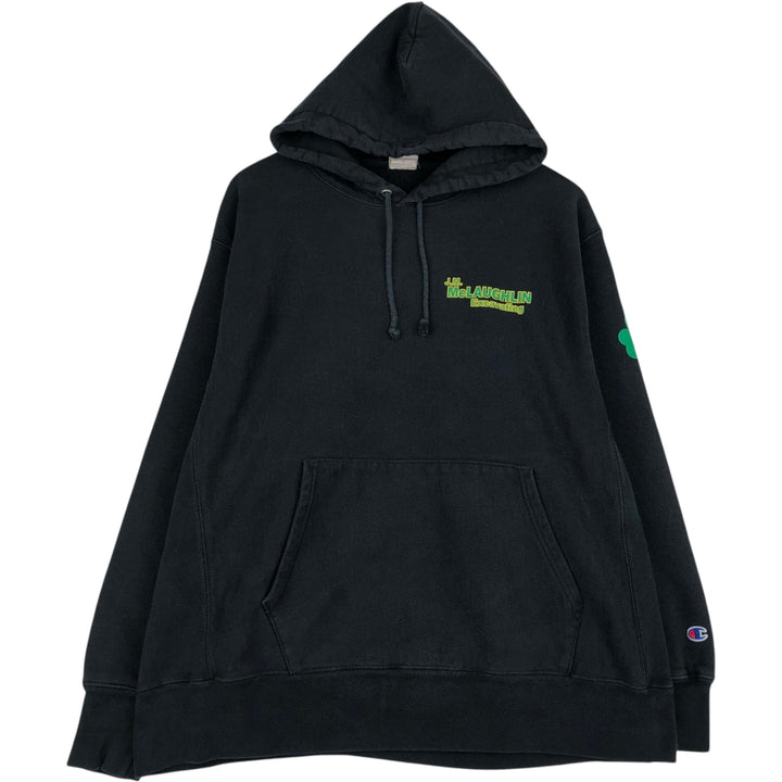 Champion REVERSE WEAVE Advertising Sweat Pullover Hoodie, Men's XL (approx.) cotton black type Vintage Second Hand