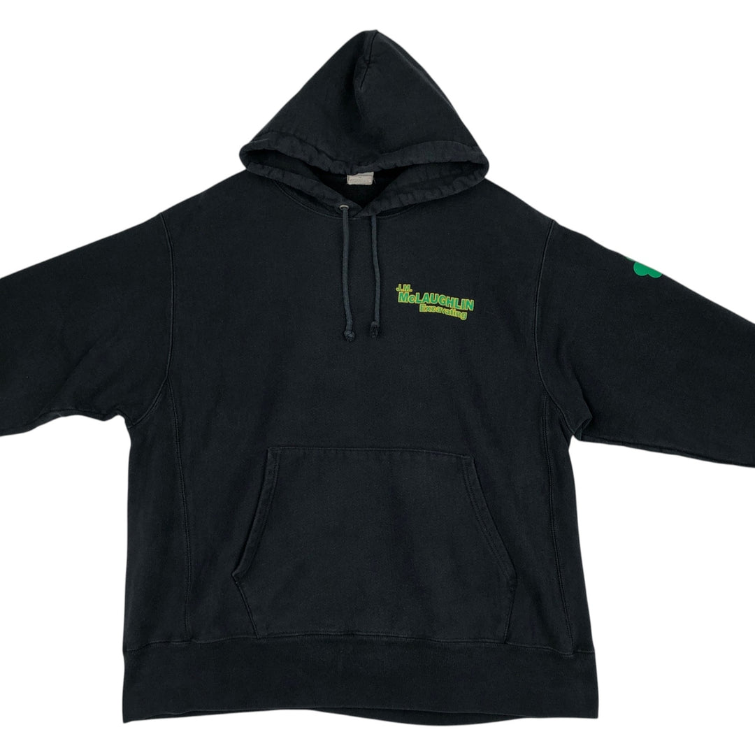 Champion REVERSE WEAVE Advertising Sweat Pullover Hoodie, Men's XL (approx.) cotton black type Vintage Second Hand