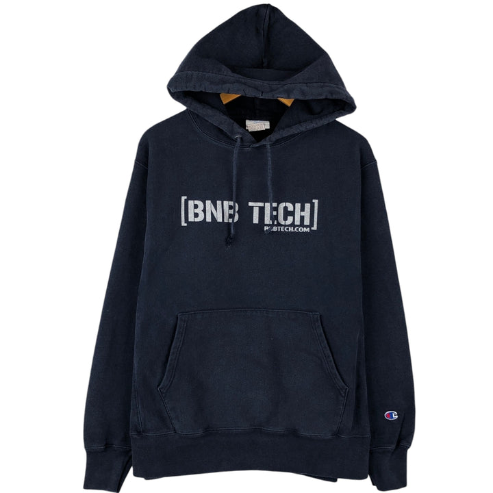 Champion Reverse Weave Advertising Sweat Pullover Hoodie, Men's Size L (approx.) cotton navy blue type Vintage Second Hand
