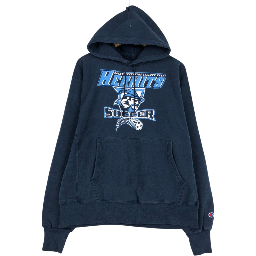 2000'S Champion Premium Reverse Weave College Sweat Pullover Hoodie cotton navy blue type Vintage Second Hand