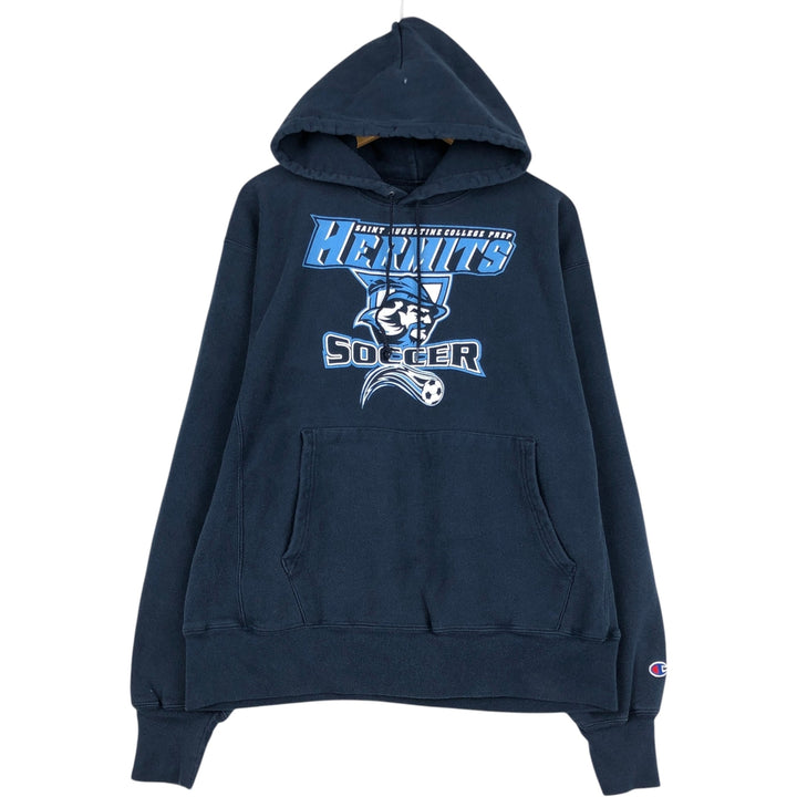 2000'S Champion Premium Reverse Weave College Sweat Pullover Hoodie cotton navy blue type Vintage Second Hand