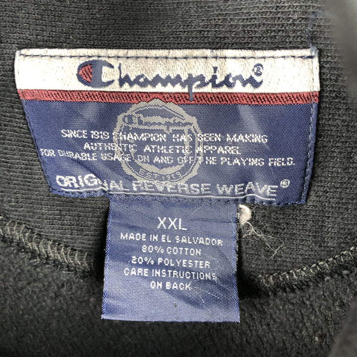 2000'S Champion Original Reverse Weave College Sweatshirt Pullover Hoodie, Men's XXL equivalent. cotton black type Vintage Second Hand