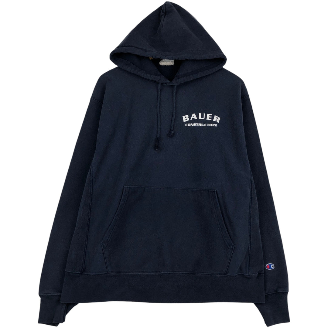 Champion REVERSE WEAVE Advertising Sweat Pullover Hoodie Men's L size cotton navy blue type Vintage Second Hand