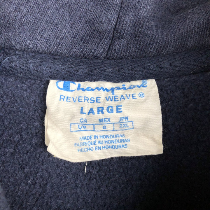 Champion REVERSE WEAVE Advertising Sweat Pullover Hoodie Men's L size cotton navy blue type Vintage Second Hand