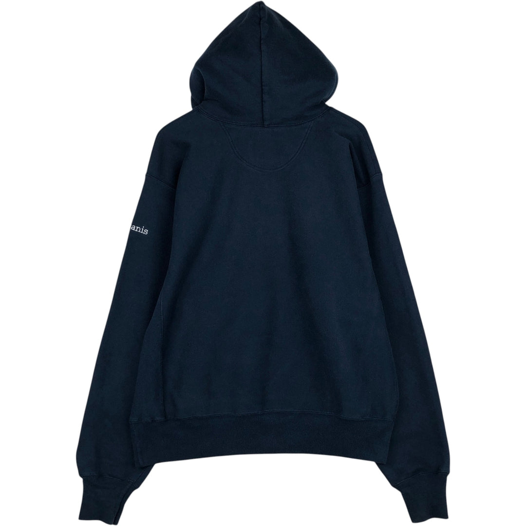2000'S Champion Premium Reverse Weave College Sweatshirt Pullover Hoodie (Men's Size L equivalent) cotton navy blue type Vintage Second Hand